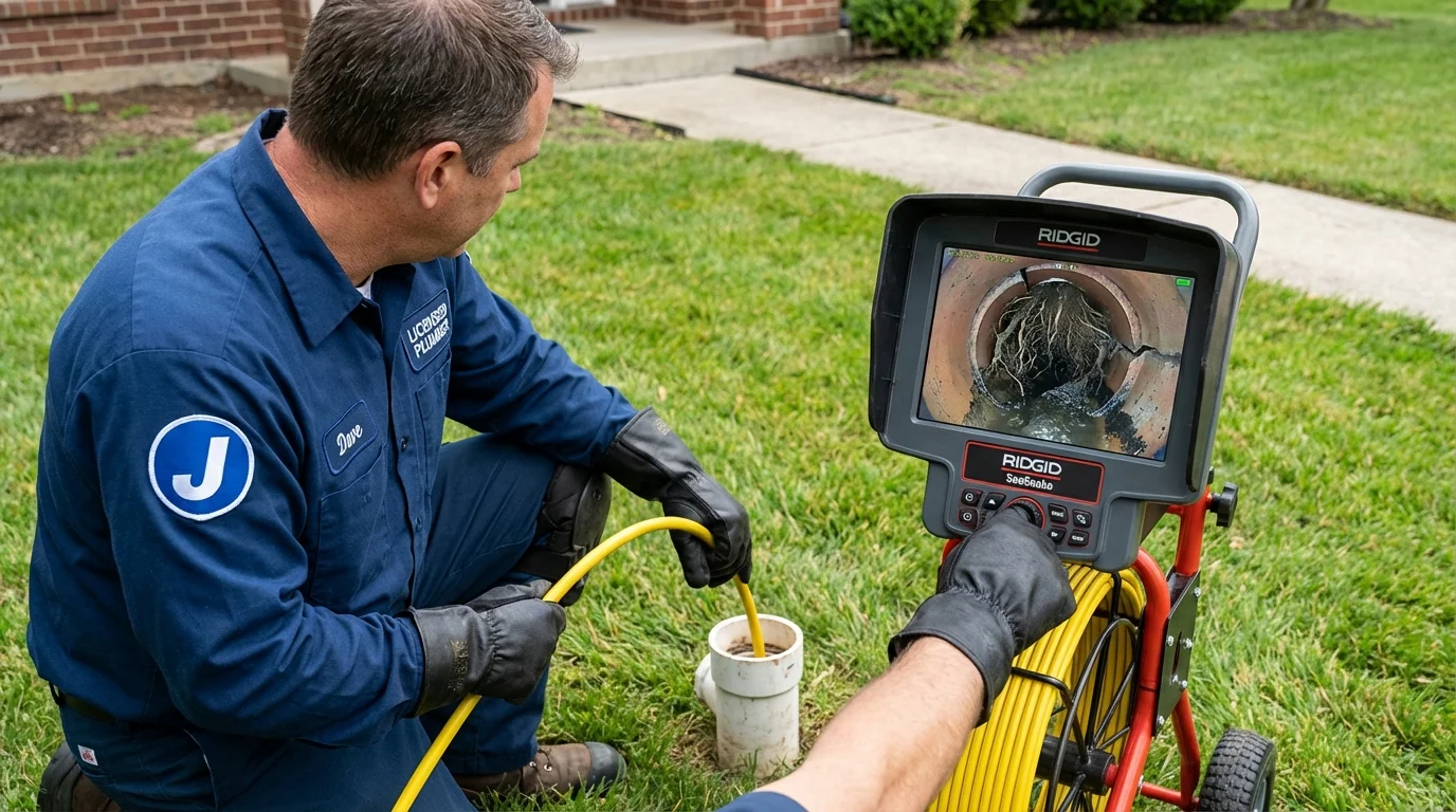 Sewer camera inspection being performed by Johns Plumbing LLC in Frankton